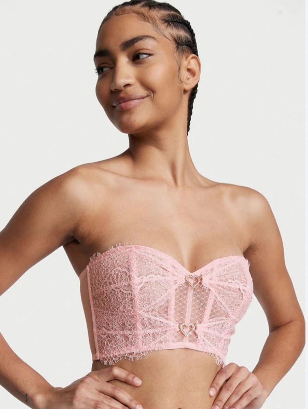 Victoria's Secret Pink Lace Longline Strapless Bustier
